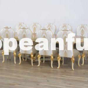 Bellagio Dining Set Beige & Gold Leaf