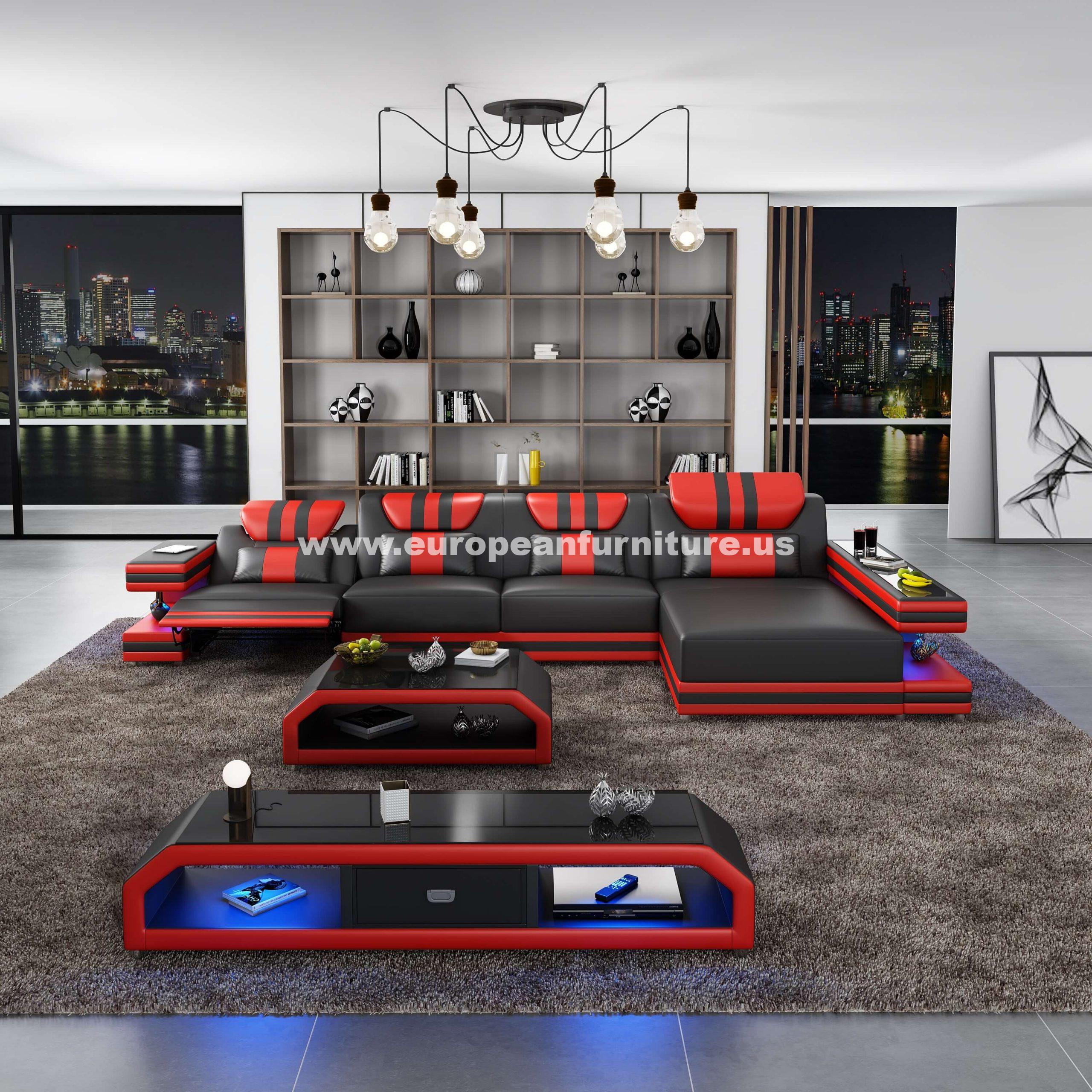 Red and store black sectional