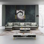 Icaro Mansion Sectional Grey & Chocolate Italian Leather